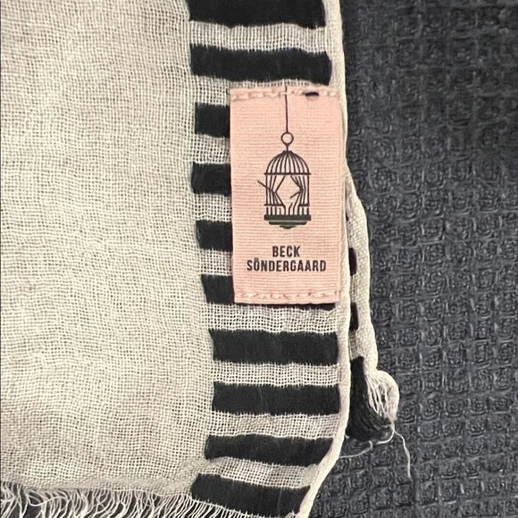 Striped Blue and Tan Scarf - Picture 3 of 3